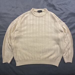 Vintage 80s St Michael Cable Knit Sweater Mens 46 Yellow Made in UK Herringbone
